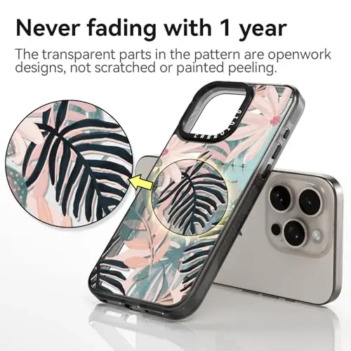 casevivid iPhone 15 Pro uchun mos keladigan chiroyli estetik g'ilof - chidamli zarbga chidamli 6,6 fut balandlikdan tushganda ta'sirga qarshi telefon g'ilofi kulgili moda palma daraxti 6,1