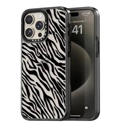 casevivid iPhone 15 Pro uchun mos keladigan chiroyli estetik qop - 6,6 fut balandlikdan tushganda zarbga bardoshli telefon qopqog'i kulgili moda qora zebra bosma 6,1