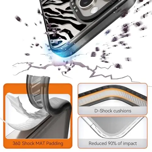 casevivid iPhone 15 Pro uchun mos keladigan chiroyli estetik qop - 6,6 fut balandlikdan tushganda zarbga bardoshli telefon qopqog'i kulgili moda qora zebra bosma 6,1
