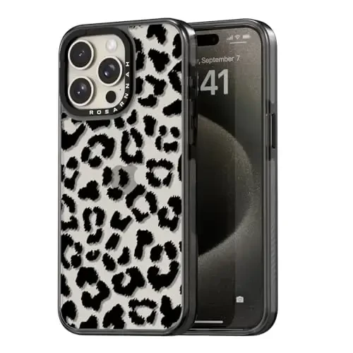 casevivid iPhone 15 Pro uchun mos keladigan g‘ilof Chiroyli estetik - 6,6 fut balandlikdan tushganda zarbga bardoshli telefon g‘ilofi Qiziqarli moda katta qora qoplon naqshli 6,1 dyuymli qora - 1