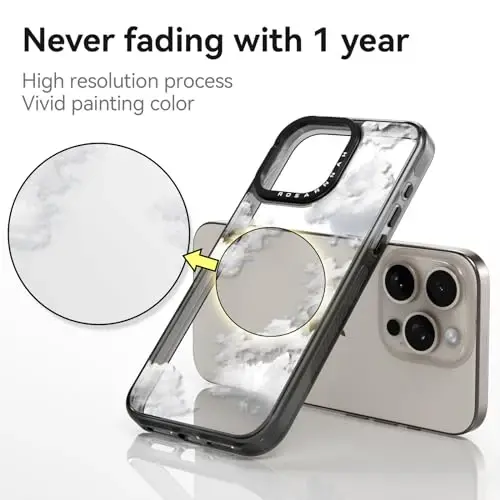 casevivid iPhone 15 Pro uchun mos keladigan g'ilof Chiroyli estetik - 6,6 fut balandlikdan tushganda zarbga chidamli telefon g'ilofi Qiziqarli moda buluti bilan 6,1