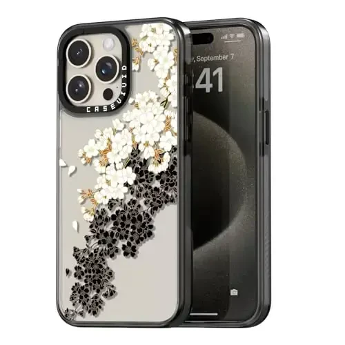 casevivid iPhone 15 Pro uchun mos keladigan g‘ilof Chiroyli estetik - 6,6 futdan tushganda zarbga bardoshli telefon g‘ilofi Qiziqarli moda olxo‘ri gulli 6.1