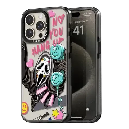 casevivid iPhone 15 Pro uchun mos keladigan g'ilof Chiroyli estetik - Bardoshli zarbaga chidamli 6,6 fut balandlikdan tushishga bardoshli kulgili moda skelet bilan telefon g'ilofi 6,1
