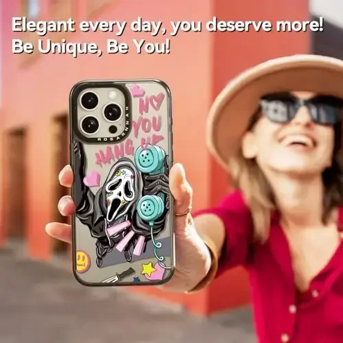 casevivid iPhone 15 Pro uchun mos keladigan g'ilof Chiroyli estetik - Bardoshli zarbaga chidamli 6,6 fut balandlikdan tushishga bardoshli kulgili moda skelet bilan telefon g'ilofi 6,1