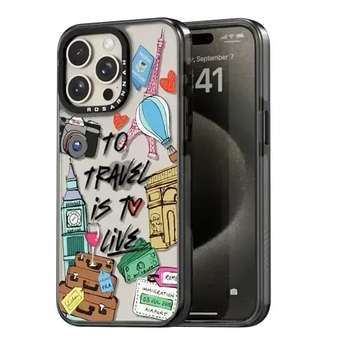 casevivid iPhone 15 Pro uchun mos keladigan g‘ilof Chiroyli estetik – Chidamli zarbga chidamli 6,6 fut balandlikdan tushishga bardoshli telefon g‘ilofi Qiziqarli moda bilan sayohat qilish yashash demakdir 6,1