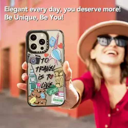 casevivid iPhone 15 Pro uchun mos keladigan g‘ilof Chiroyli estetik – Chidamli zarbga chidamli 6,6 fut balandlikdan tushishga bardoshli telefon g‘ilofi Qiziqarli moda bilan sayohat qilish yashash demakdir 6,1