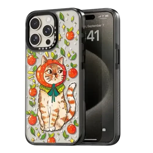 casevivid iPhone 15 Pro uchun mos keladigan g‘ilof Yoqimli estetik – 6,6 fut balandlikdan tushganda zarbga bardoshli telefon g‘ilofi Qiziqarli moda mushukchasi bilan 6,1 dyuymli qora rang - CASEVIVID