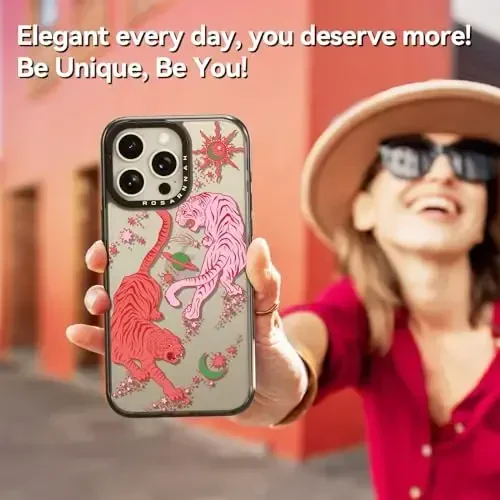 casevivid iPhone 15 Pro uchun mos keladigan g'ilof, yoqimli estetik - chidamli zarbga chidamli 2 m balandlikdan tushganda ta'sirga bardoshli telefon g'ilofi kulgili moda yo'lbarsi bilan 6,1