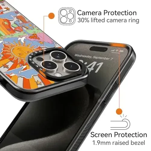 casevivid iPhone 15 Pro uchun mos keladigan g‘ilof, yoqimli estetik - chidamli zarbga chidamli 6,6 fut balandlikdan tushganda zarbani yutuvchi telefon g‘ilofi, kulgili moda qo‘ziqorin 6,1