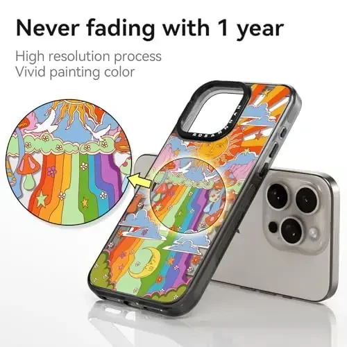 casevivid iPhone 15 Pro uchun mos keladigan g‘ilof, yoqimli estetik - chidamli zarbga chidamli 6,6 fut balandlikdan tushganda zarbani yutuvchi telefon g‘ilofi, kulgili moda qo‘ziqorin 6,1