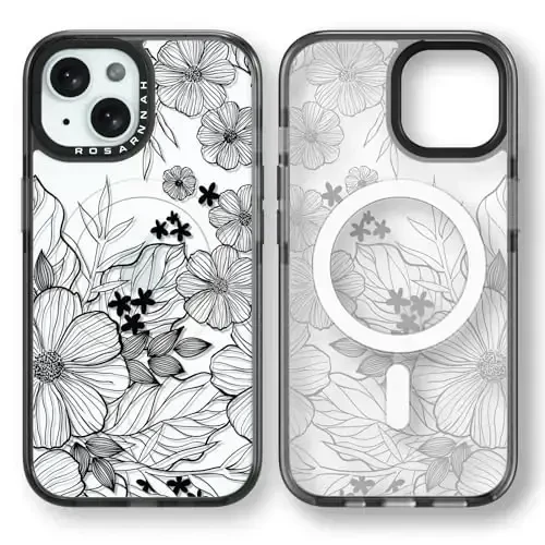 casevivid iPhone 15 uchun magnitli Magsafe gʻilofi Chiroyli estetik – chidamli zarbga chidamli 6,6 fut balandlikdan tushishga bardoshli telefon gʻilofi Qiziqarli moda qora yovvoyi gul 6,1