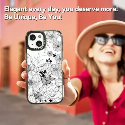 casevivid iPhone 15 uchun magnitli Magsafe gʻilofi Chiroyli estetik – chidamli zarbga chidamli 6,6 fut balandlikdan tushishga bardoshli telefon gʻilofi Qiziqarli moda qora yovvoyi gul 6,1