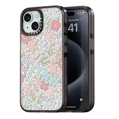 casevivid iPhone 15 uchun mos keladigan g'ilof Chiroyli estetik - 6,6 fut balandlikdan tushganda zarbga chidamli telefon g'ilofi Qiziqarli moda pushti bahor 6,1