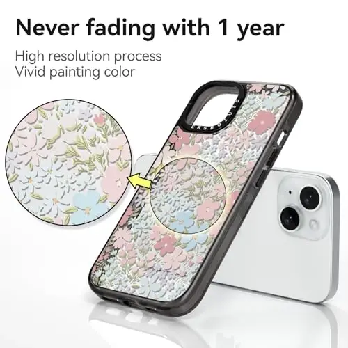 casevivid iPhone 15 uchun mos keladigan g'ilof Chiroyli estetik - 6,6 fut balandlikdan tushganda zarbga chidamli telefon g'ilofi Qiziqarli moda pushti bahor 6,1