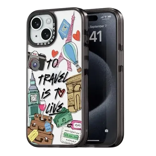 casevivid iPhone 15 uchun mos keladigan g‘ilof Chiroyli estetik - 6,6 fut balandlikdan tushganda zarbga chidamli telefon g‘ilofi, sayohat qilish uchun qiziqarli moda yordamida yashash 6,1