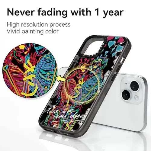 casevivid iPhone 15 uchun mos keladigan g'ilof Chiroyli estetik - 6,6 fut balandlikdan tushishga chidamli zarbga bardoshli telefon g'ilofi Qiziqarli moda Haqiqiy sevgi bilan 6,1 dyuymli qora - 4