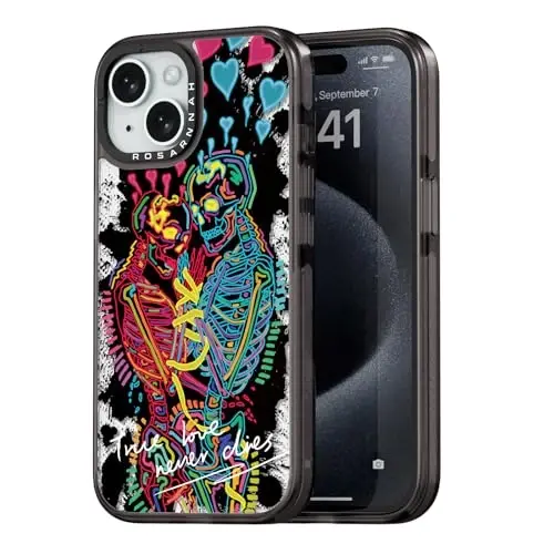 casevivid iPhone 15 uchun mos keladigan g'ilof Chiroyli estetik - 6,6 fut balandlikdan tushishga chidamli zarbga bardoshli telefon g'ilofi Qiziqarli moda Haqiqiy sevgi bilan 6,1 dyuymli qora 