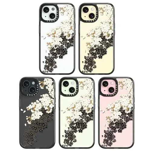 casevivid iPhone 15 uchun mos keladigan g'ilof Chiroyli estetik - 6,6 futlik zarbga chidamli, bardoshli telefon g'ilofi, kulgili moda olxo'ri gullari bilan 6,1