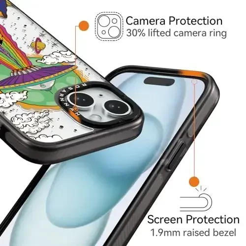 casevivid iPhone 15 uchun mos keladigan g'ilof Chiroyli estetik - Chidamli zarbga chidamli 6,6 fut balandlikdan tushishga bardoshli Telefon g'ilofi Qiziqarli moda UFO 6,1