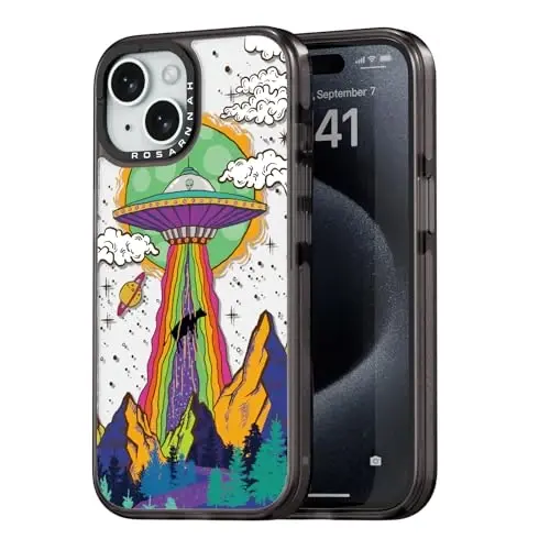 casevivid iPhone 15 uchun mos keladigan g'ilof Chiroyli estetik - Chidamli zarbga chidamli 6,6 fut balandlikdan tushishga bardoshli Telefon g'ilofi Qiziqarli moda UFO 6,1