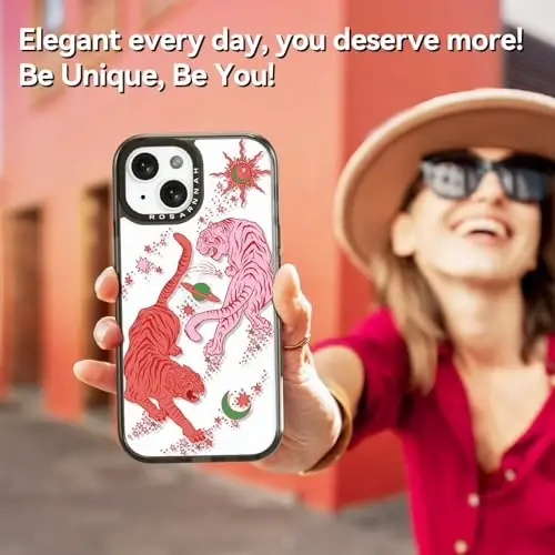 casevivid iPhone 15 uchun mos keladigan g‘ilof Chiroyli estetik – chidamli zarbga chidamli 6,6 fut balandlikdan tushishga bardoshli telefon g‘ilofi Qiziqarli moda yo‘lbarsi bilan 6,1