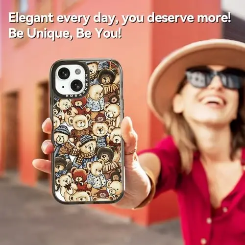 casevivid iPhone 15 uchun mos keladigan g‘ilof Yoqimli estetik – 2 m balandlikdan tushganda zarbani bardoshli telefon g‘ilofi Funny Fashion Bear bilan 6.1