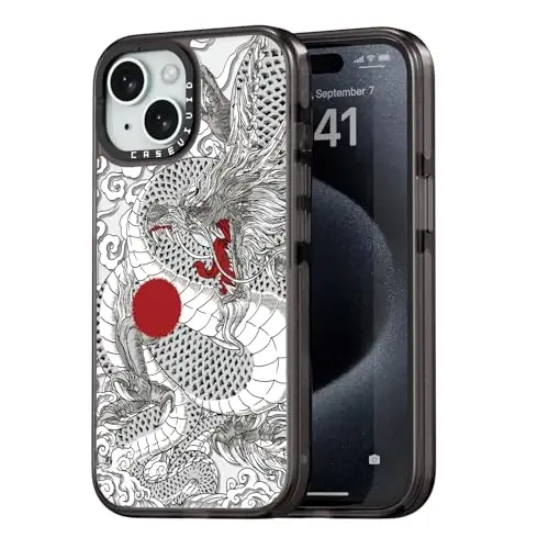 casevivid iPhone 15 uchun mos keladigan g‘ilof Yoqimli estetik - 2 metrdan balandlikdan tushganda zarbga bardoshli telefon g‘ilofi Qiziqarli moda Xitoy ajdahosi 6,1