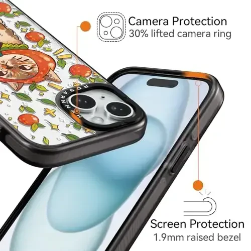 casevivid iPhone 15 uchun mos keladigan g'ilof Yoqimli estetik - 6,6 fut balandlikdan tushganda zarbga bardoshli telefon g'ilofi Qiziqarli moda mushukchasi bilan 6,1