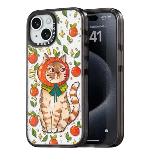 casevivid iPhone 15 uchun mos keladigan g'ilof Yoqimli estetik - 6,6 fut balandlikdan tushganda zarbga bardoshli telefon g'ilofi Qiziqarli moda mushukchasi bilan 6,1