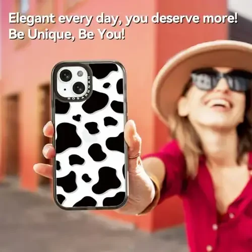 casevivid iPhone 15 uchun mos keladigan g'ilof Yoqimli estetik - 6,6 fut balandlikdan tushganda zarbga chidamli telefon g'ilofi Funny Fashion Milk Cow Print 6.1