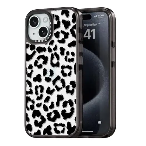 casevivid iPhone 15 uchun mos keladigan g‘ilof Yoqimli estetik - 6,6 fut balandlikdan tushishga bardoshli zarbaga chidamli telefon g‘ilofi Kulgiyli moda Katta qora qoplon naqshli 6,1