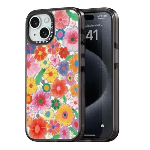 casevivid iPhone 15 uchun mos keladigan g‘ilof Yoqimli estetik - chidamli zarbga chidamli 6,6 fut balandlikdan tushishga bardoshli telefon g‘ilofi, kulgili moda rangli gullar 6,1