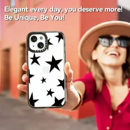 casevivid iPhone 15 uchun mos keladigan quti Chiroyli estetik - Bardoshli zarbga chidamli 6,6 fut balandlikdan tushish ta'siriga ega telefon qutisi Qopqoq Qiziqarli moda Besh qirrali yulduz 6,1