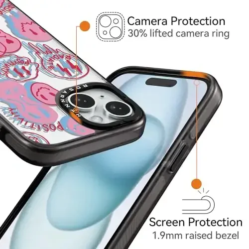 casevivid iPhone 15 uchun mos keladigan quti Yoqimli estetik - bardoshli zarbaga chidamli 6,6 fut balandlikdan tushganda telefon qutisi Kulgi moda Radiate 6.1