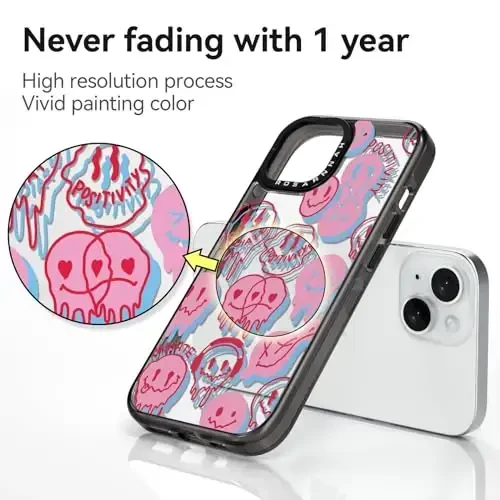 casevivid iPhone 15 uchun mos keladigan quti Yoqimli estetik - bardoshli zarbaga chidamli 6,6 fut balandlikdan tushganda telefon qutisi Kulgi moda Radiate 6.1