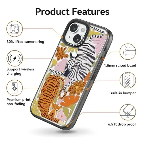 casevivid Magnetic for iPhone 15 Magsafe Case Cute Aesthetic - Durable Shockproof 6.6 ft Drop Impact Phone Case Cover with Funny Fashion Africa 6.1