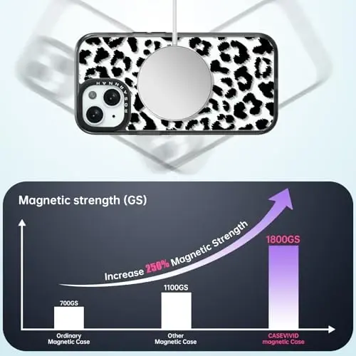 casevivid Magnetic for iPhone 15 Magsafe Case Cute Aesthetic - Durable Shockproof 6.6 ft Drop Impact Phone Case Cover with Funny Fashion Big Black Leopard Print 6.1