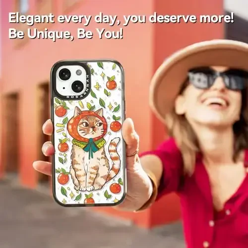 casevivid Magnetic for iPhone 15 Magsafe Case Cute Aesthetic - Durable Shockproof 6.6 ft Drop Impact Phone Case Cover with Funny Fashion Kitty Cat 6.1