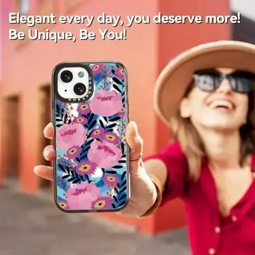 casevivid Magnetic for iPhone 15 Magsafe Case Cute Aesthetic - Durable Shockproof 6.6 ft Drop Impact Phone Case Cover with Funny Fashion Messy Flower 6.1
