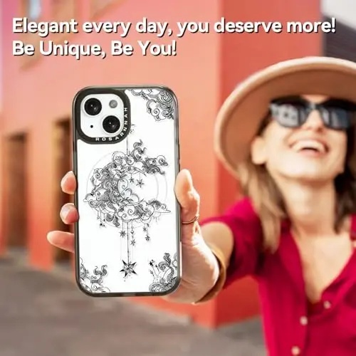 casevivid Magnetic for iPhone 15 Magsafe Case Cute Aesthetic - Durable Shockproof 6.6 ft Drop Impact Phone Case Cover with Funny Fashion Moon 6.1
