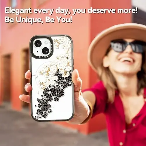 casevivid Magnetic for iPhone 15 Magsafe Case Cute Aesthetic - Durable Shockproof 6.6 ft Drop Impact Phone Case Cover with Funny Fashion Plum Blossom 6.1