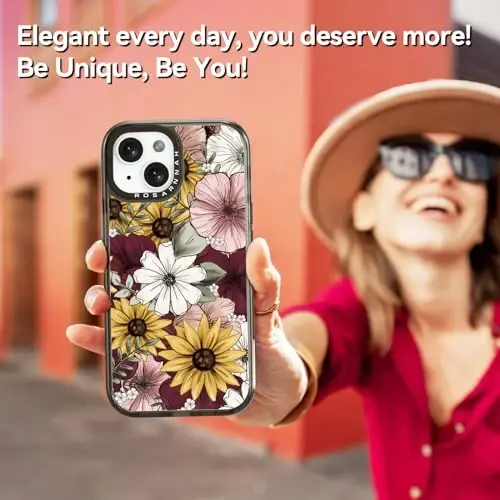 casevivid Magnetic for iPhone 15 Magsafe Case Cute Aesthetic - Durable Shockproof 6.6 ft Drop Impact Phone Case Cover with Funny Fashion Sunflower 6.1
