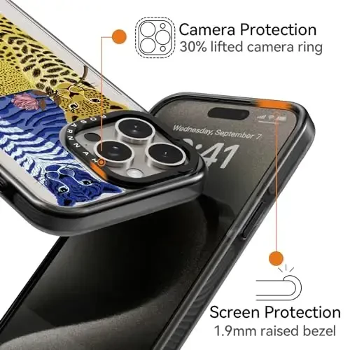 casevivid Magnetic for iPhone 15 Pro Magsafe Case Cute Aesthetic - Durable Shockproof 6.6 ft Drop Impact Phone Case Cover with Funny Fashion Big Cat 6.1