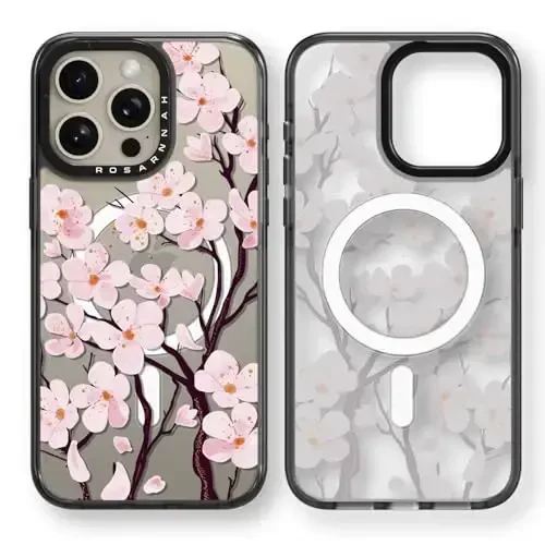 casevivid Magnetic for iPhone 15 Pro Magsafe Case Cute Aesthetic - Durable Shockproof 6.6 ft Drop Impact Phone Case Cover with Funny Fashion Cherry Blossom 6.1