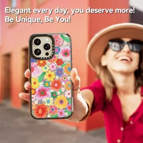 casevivid Magnetic for iPhone 15 Pro Magsafe Case Cute Aesthetic - Durable Shockproof 6.6 ft Drop Impact Phone Case Cover with Funny Fashion Colorful Flowers 6.1