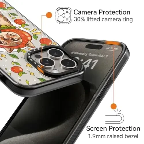 casevivid Magnetic for iPhone 15 Pro Magsafe Case Cute Aesthetic - Durable Shockproof 6.6 ft Drop Impact Phone Case Cover with Funny Fashion Kitty Cat 6.1