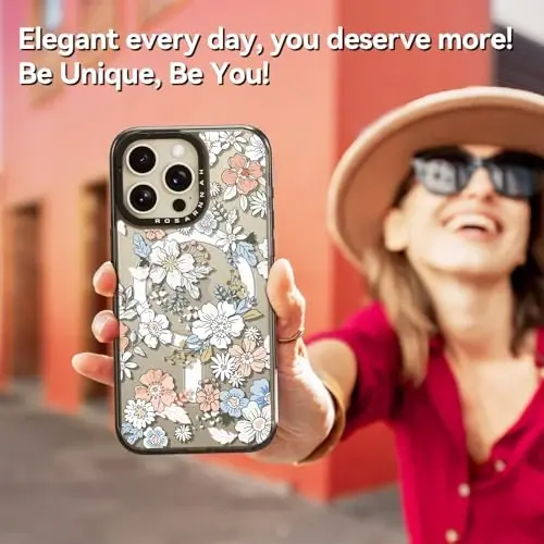 casevivid Magnetic for iPhone 15 Pro Magsafe Case Cute Aesthetic - Durable Shockproof 6.6 ft Drop Impact Phone Case Cover with Funny Fashion Lovely Flower 6.1