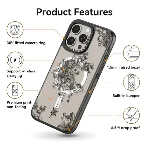 casevivid Magnetic for iPhone 15 Pro Magsafe Case Cute Aesthetic - Durable Shockproof 6.6 ft Drop Impact Phone Case Cover with Funny Fashion Moon 6.1