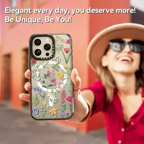 casevivid Magnetic for iPhone 15 Pro Magsafe Case Cute Aesthetic - Durable Shockproof 6.6 ft Drop Impact Phone Case Cover with Funny Fashion Nature Flower 6.1