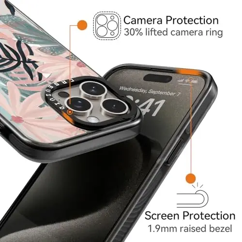 casevivid Magnetic for iPhone 15 Pro Magsafe Case Cute Aesthetic - Durable Shockproof 6.6 ft Drop Impact Phone Case Cover with Funny Fashion Palm Tree 6.1